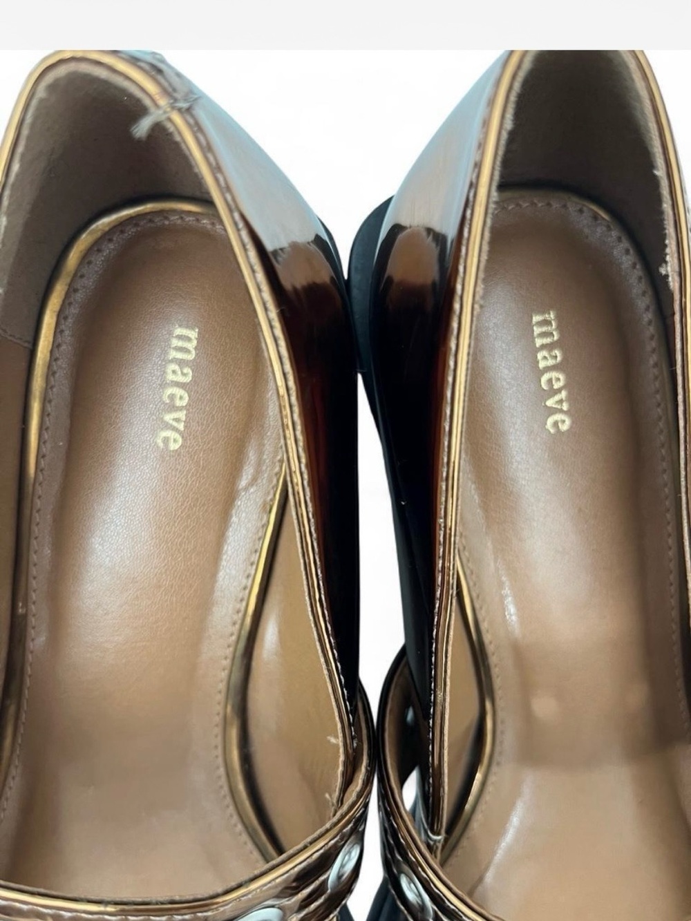 New Anthropologie Metallic cooper Pointed Mary Janes sz7 - Picture 4 of 6